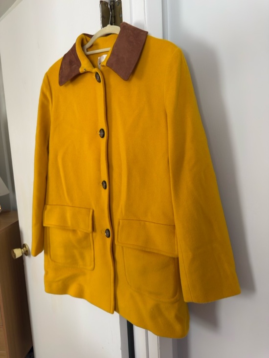 FLEURETTE Wool Barn Yellow Coat Jacket - Picture 3 of 9